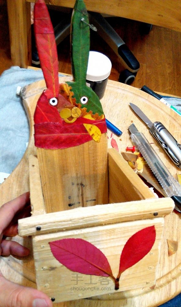 旧床板改造监狱兔木制花盆创意手工教程 第12步