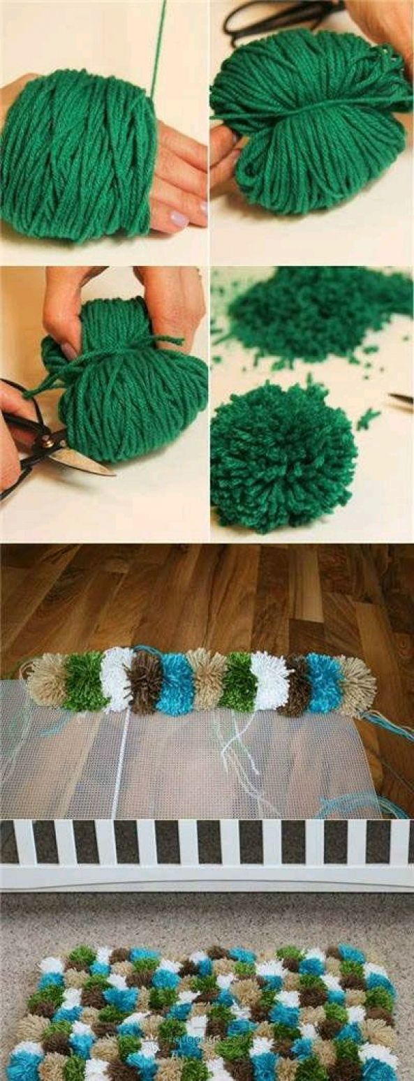 废旧毛线DIY地毯教程 第1步
