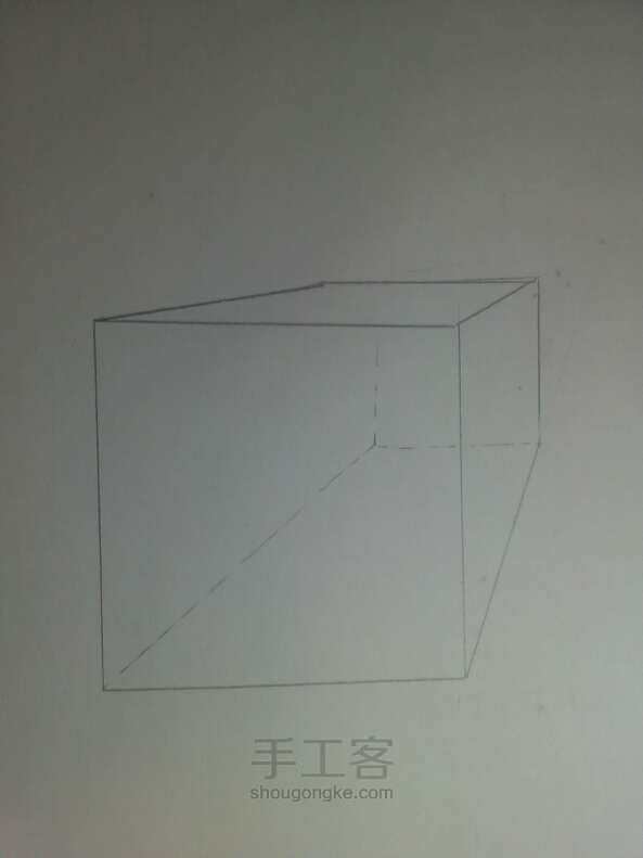 教你画素描中绝对透视的完美正方体～ 第8步