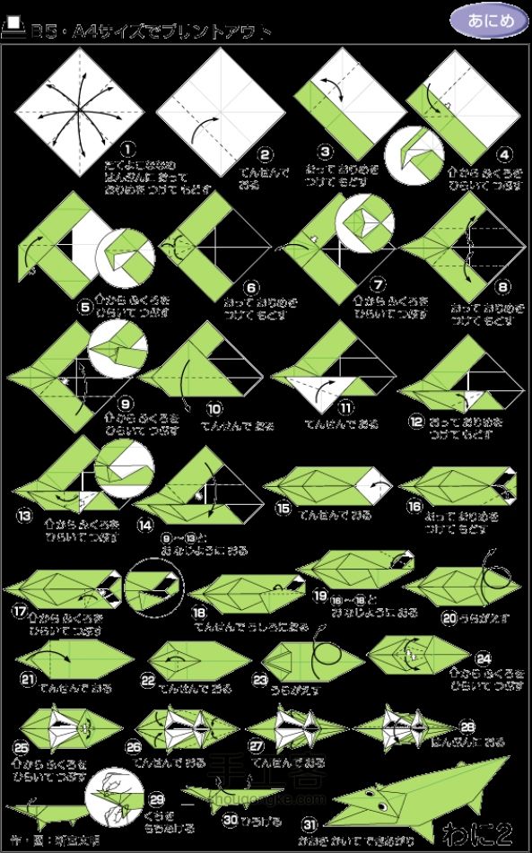 鳄鱼折纸教程 第1步