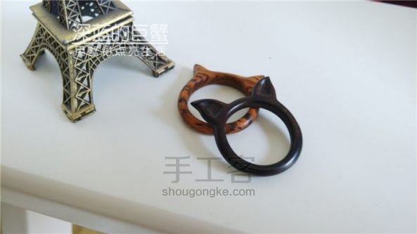 【非凡工作室】指尖的大杀器灵动猫耳木戒指手作 第11步