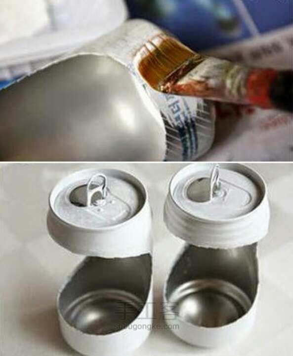 用易拉罐打造的吊兰花盆手绘创意diy作品教程 第5步