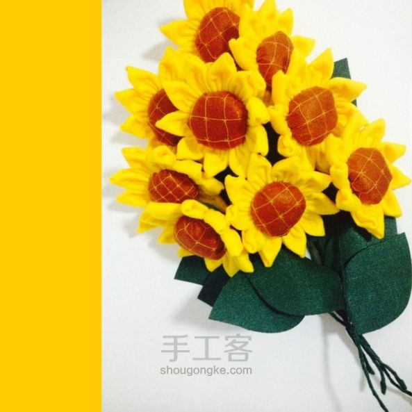 【材料包/成品】布艺花朵 向日葵的心事 第14步
