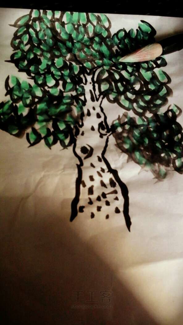 画棵水墨画的树。。。。。。。 第10步