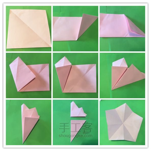 佐藤五瓣玫瑰折纸制作教程 第1步