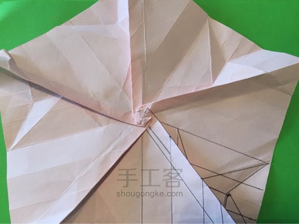 佐藤五瓣玫瑰折纸制作教程 第29步
