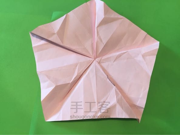 佐藤五瓣玫瑰折纸制作教程 第33步