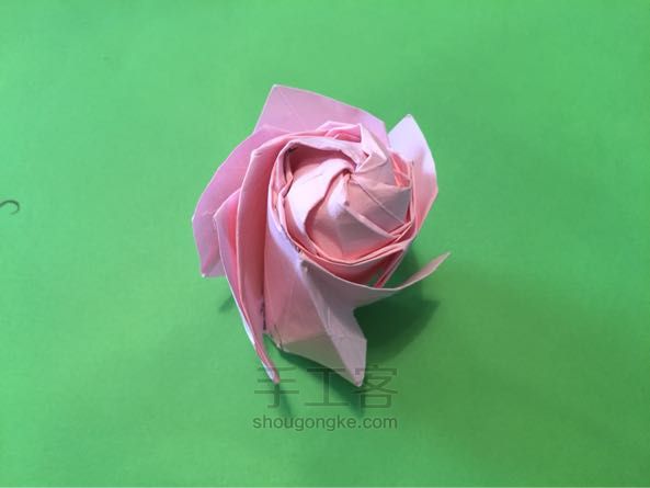 佐藤五瓣玫瑰折纸制作教程 第40步