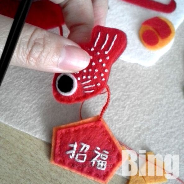 【UQi】DIY不织布“招福猫”挂件 第9步