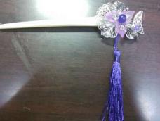 教你用牛骨簪棍和简单花片、珠子、流苏制作一支紫色系的唯美簪子～～