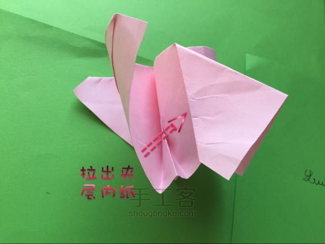佐藤二重螺旋玫瑰折纸制作教程 第28步