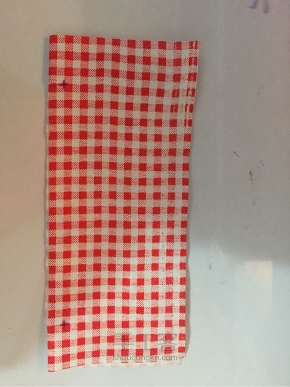 格子布纸巾布套制作教程，用了些边角料 第3步