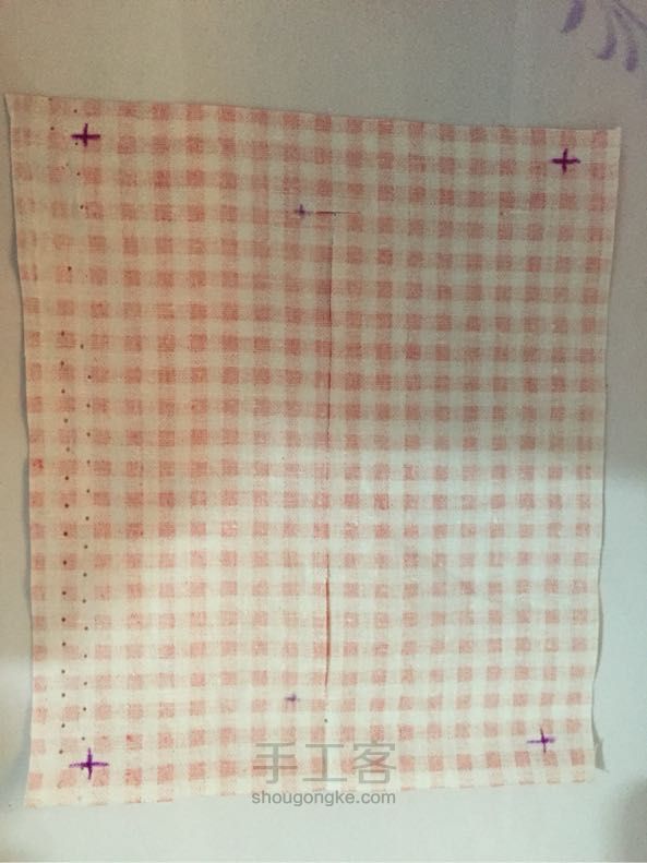 格子布纸巾布套制作教程，用了些边角料 第4步