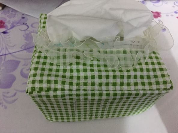 格子布纸巾布套制作教程，用了些边角料 第10步