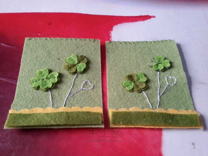 🎉不织布👼立体幸运草🍀卡套💝 第6步
