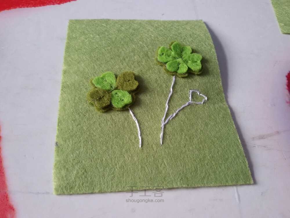 🎉不织布👼立体幸运草🍀卡套💝 第5步