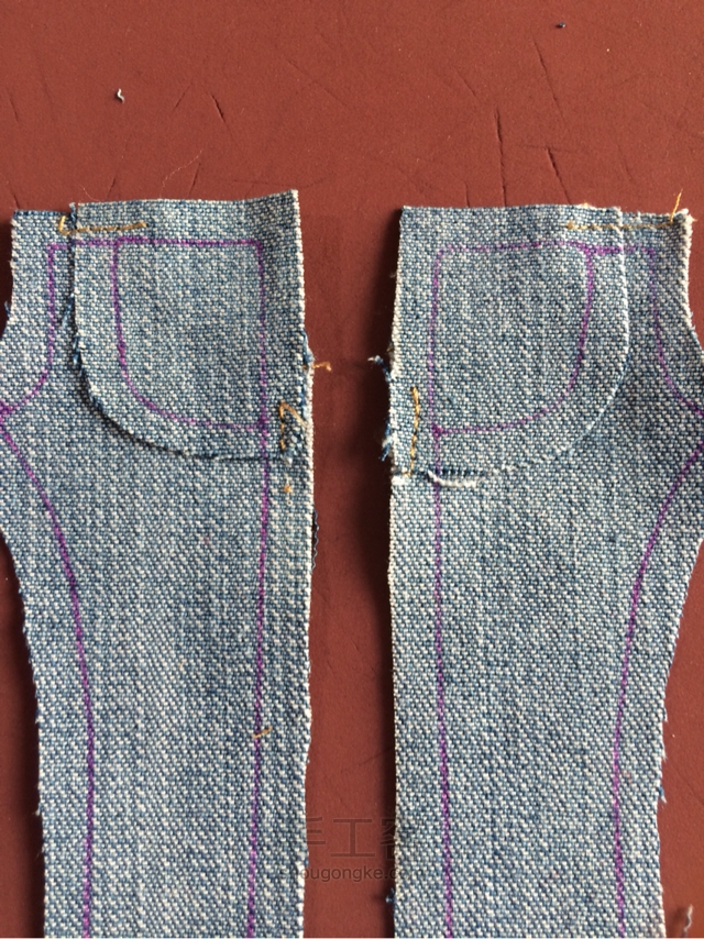 momoko桃子姑娘的牛仔裤（6分娃适用）手工制作教程 第17步