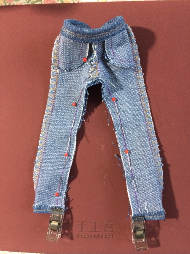momoko桃子姑娘的牛仔裤（6分娃适用）手工制作教程 第34步