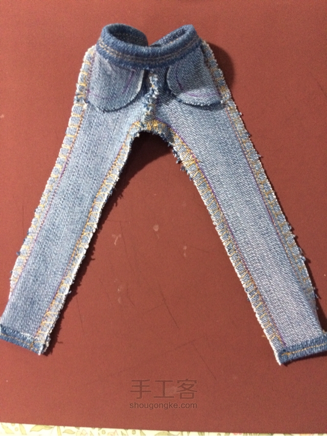 momoko桃子姑娘的牛仔裤（6分娃适用）手工制作教程 第35步