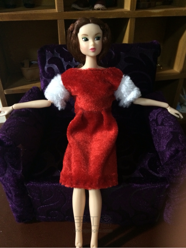 优雅的圣诞小礼服—桃子姑娘6分娃尺寸 手工制作教程
 第1步