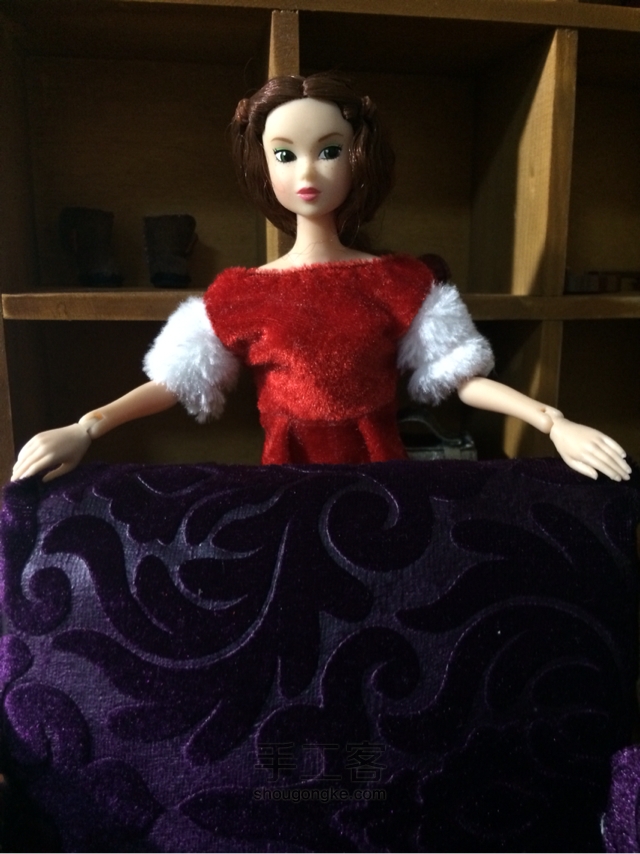 优雅的圣诞小礼服—桃子姑娘6分娃尺寸 手工制作教程
 第5步