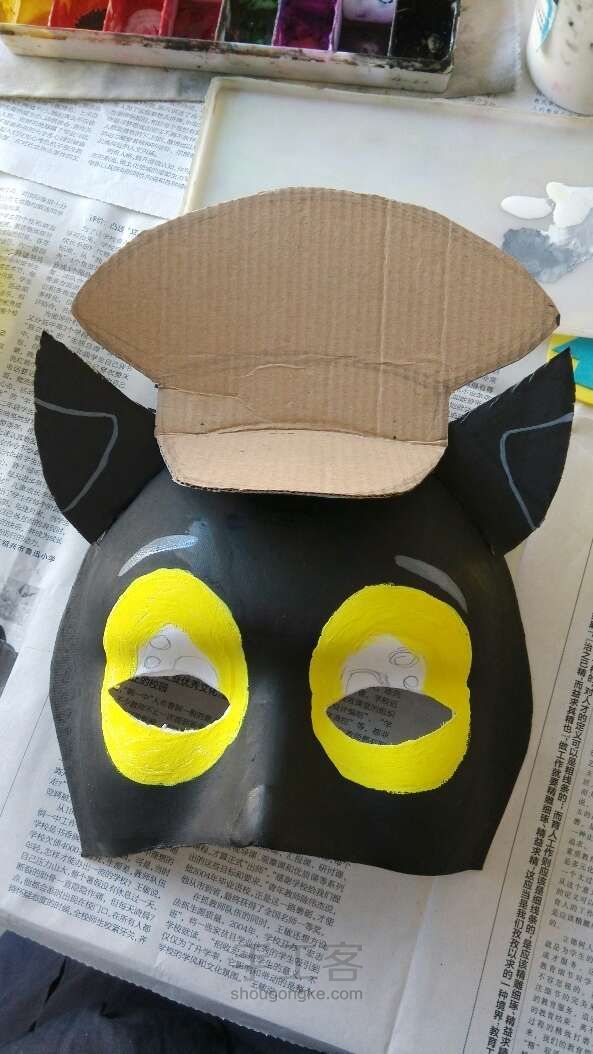 【亲子手工】黑猫警长面具制作教程 第5步