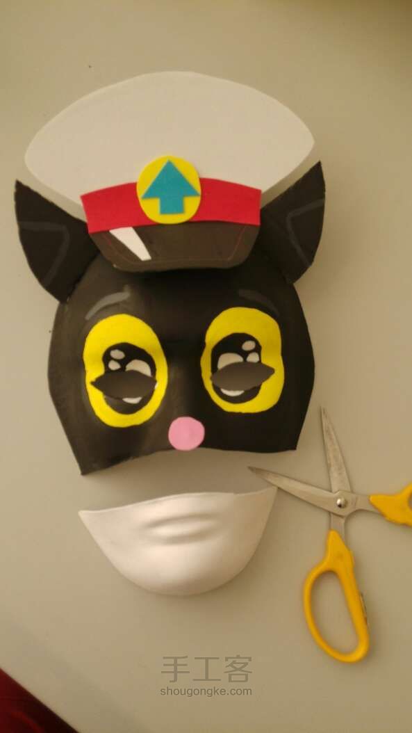 【亲子手工】黑猫警长面具制作教程 第11步