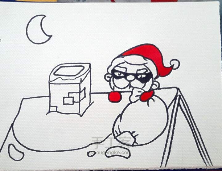 圣诞老人送礼物来喽 手绘教程 第2步
