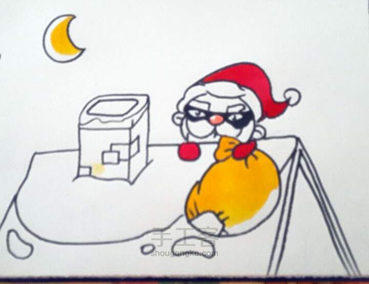 圣诞老人送礼物来喽 手绘教程 第3步