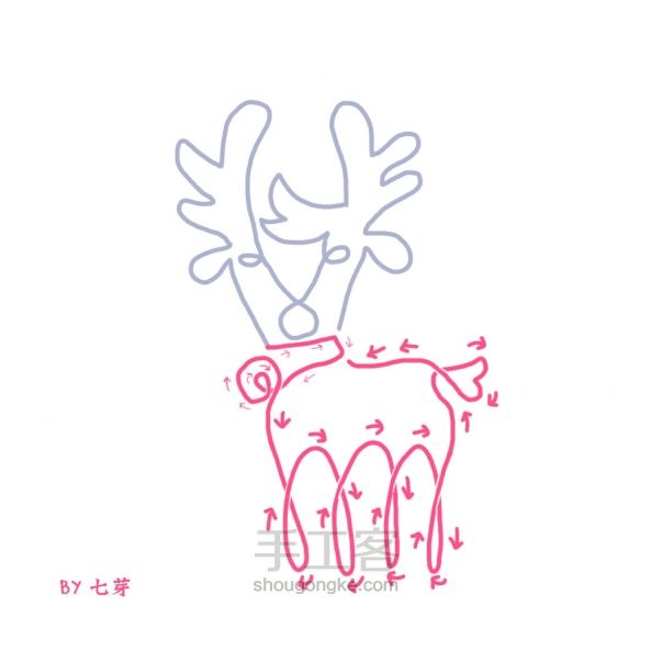 【圣诞节】一笔画一只驯鹿~ 第3步