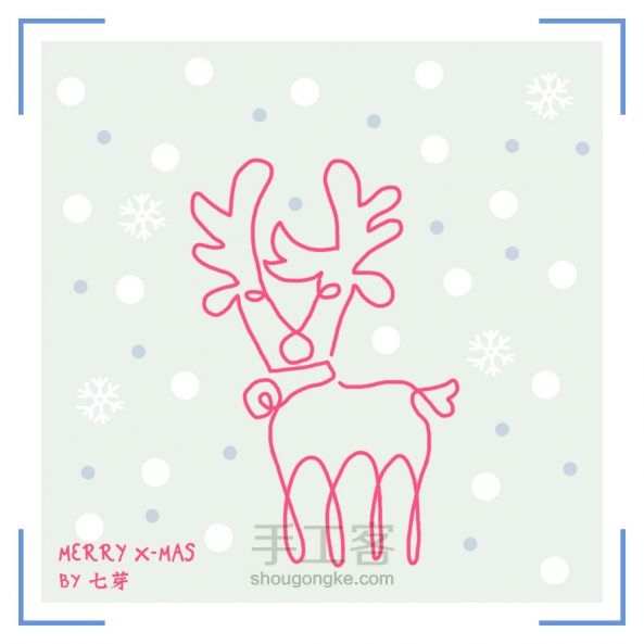 【圣诞节】一笔画一只驯鹿~ 第4步