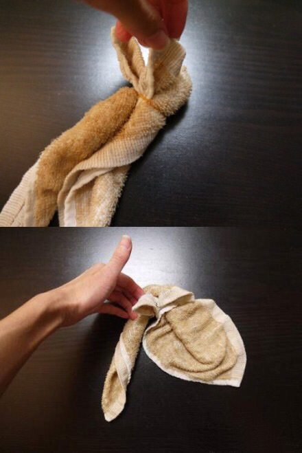 毛巾叠兔兔 第5步