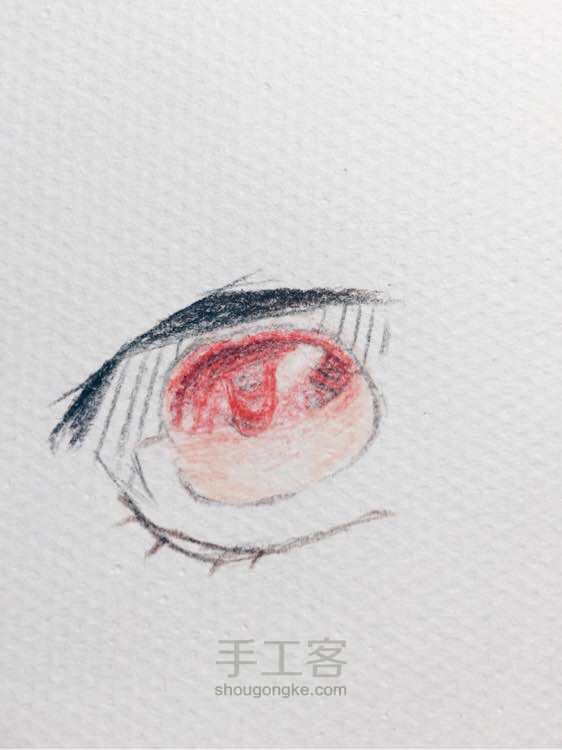 临摹红彤彤的妹子眼睛么么哒😘手绘教程 第1步
