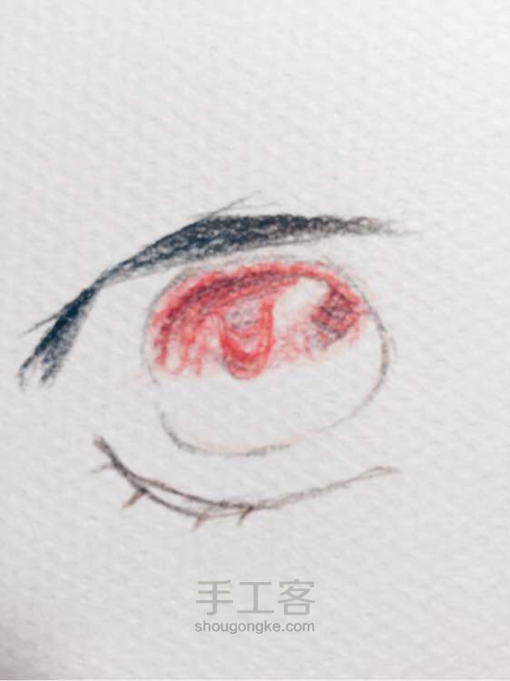 临摹红彤彤的妹子眼睛么么哒😘手绘教程 第7步