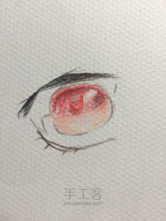 临摹红彤彤的妹子眼睛么么哒😘手绘教程 第10步