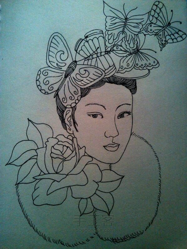 彩铅手绘教程——蓝色妖姬 第3步