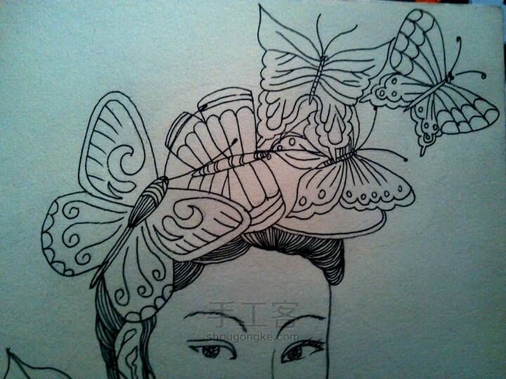 彩铅手绘教程——蓝色妖姬 第5步