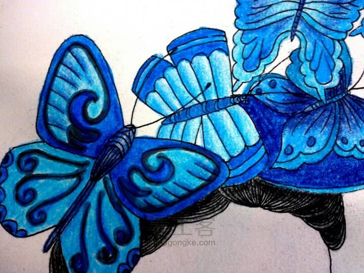 彩铅手绘教程——蓝色妖姬 第16步