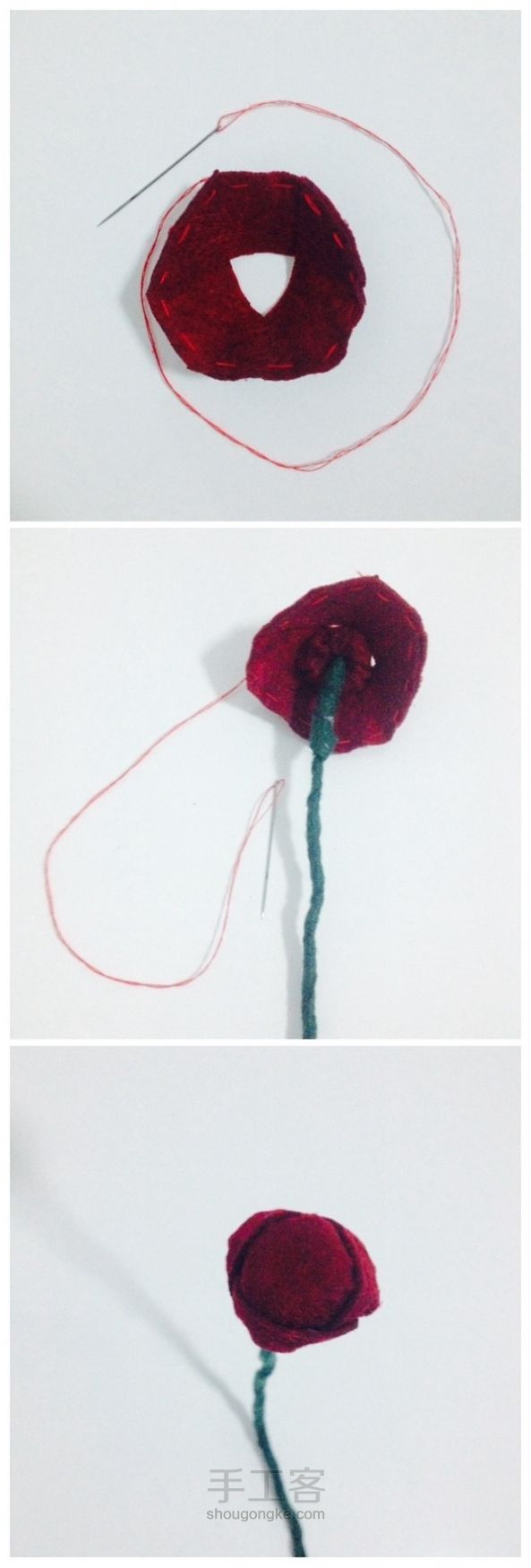 【材料包/成品】布艺花朵 小王子的玫瑰 第8步