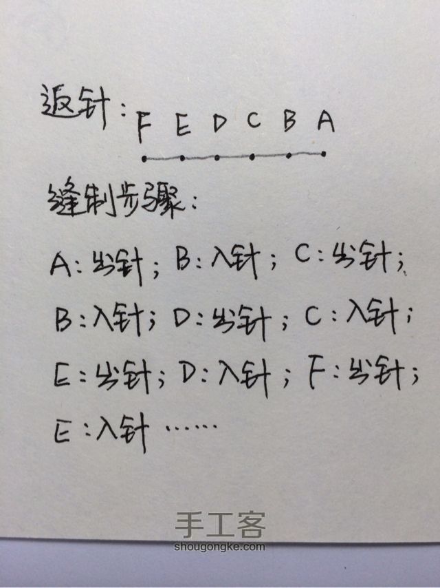 玩布第六课：图解常用手缝针法 第4步