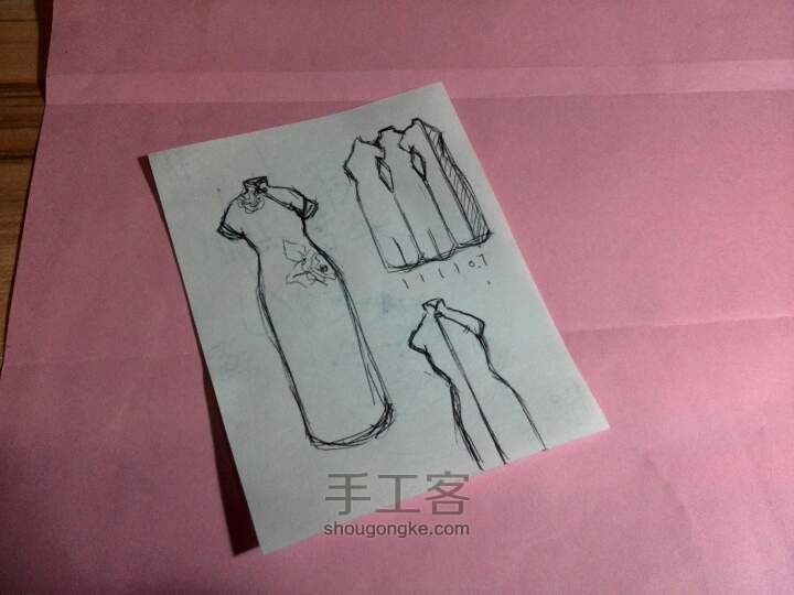 漂漂的小旗袍贺卡~纸艺教程 第1步