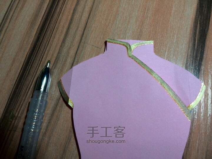 漂漂的小旗袍贺卡~纸艺教程 第13步