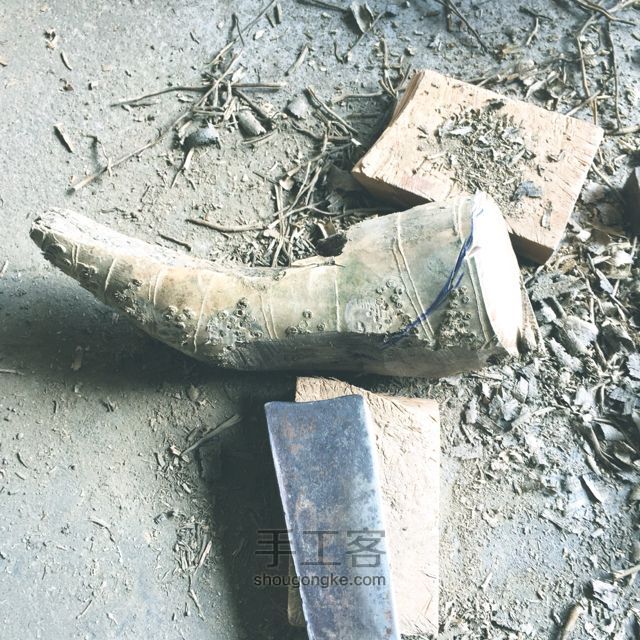 竹根盘--刀劈斧凿，男子汉的木作。 第7步