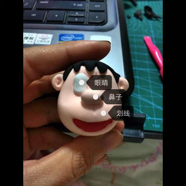 哆啦A梦胖虎粘土制作 第6步