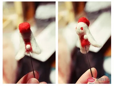 羊毛毡带萝卜帽子的小白兔教程 第10步