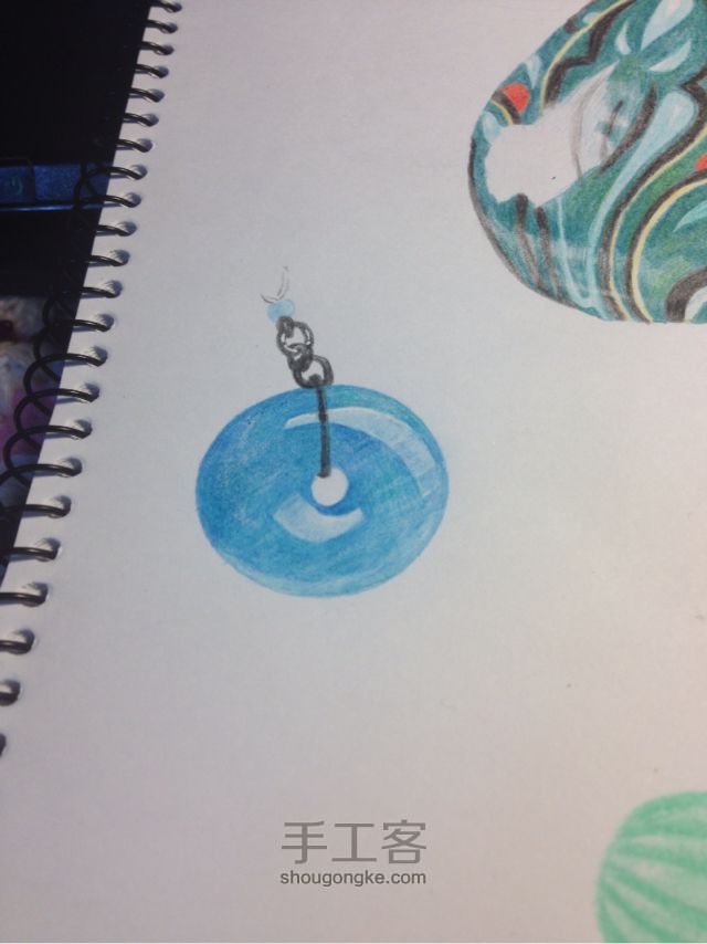 珊瑚绘画课堂_彩铅宝石首饰画篇 第7步