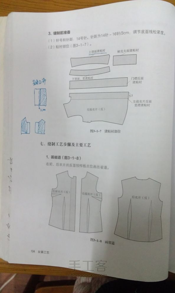 收腰格子衬衫DIY服装教学版教程 附样板结构图 第5步
