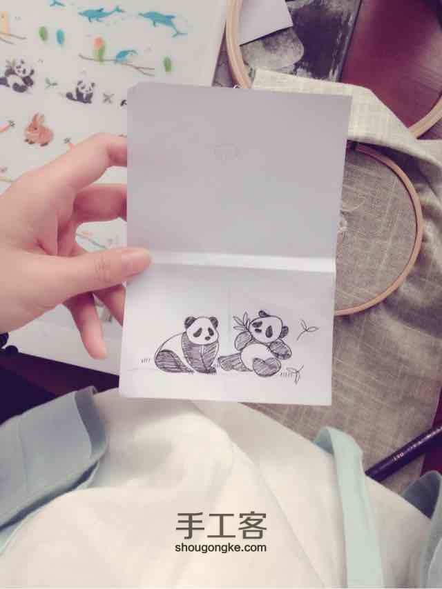 刺繡束口袋「可愛熊貓」制作教程 第2步