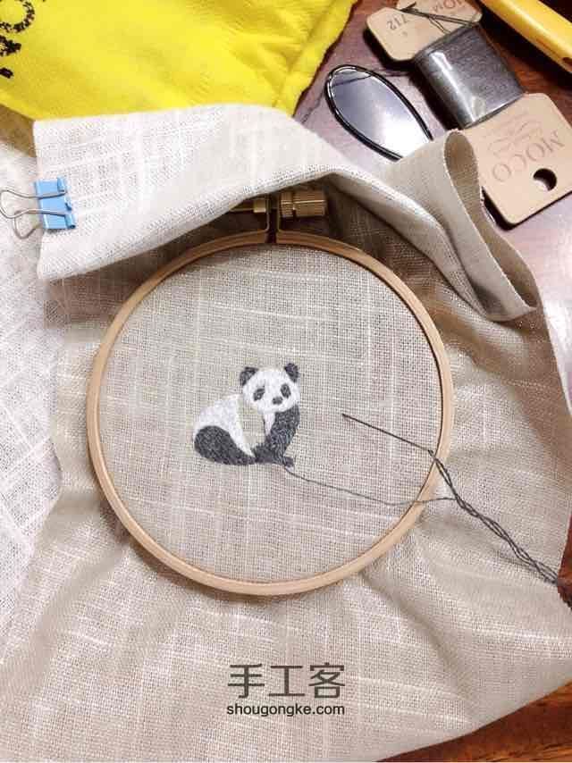 刺繡束口袋「可愛熊貓」制作教程 第4步