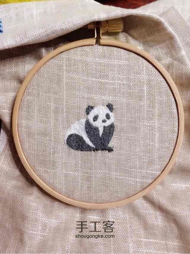 刺繡束口袋「可愛熊貓」制作教程 第6步